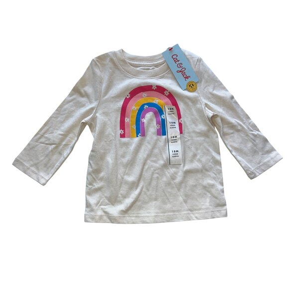 Cat & Jack Rainbow Tee & Ruffle Dress Baby Girls 18M Multicolor Green Organic Se - Picture 9 of 9